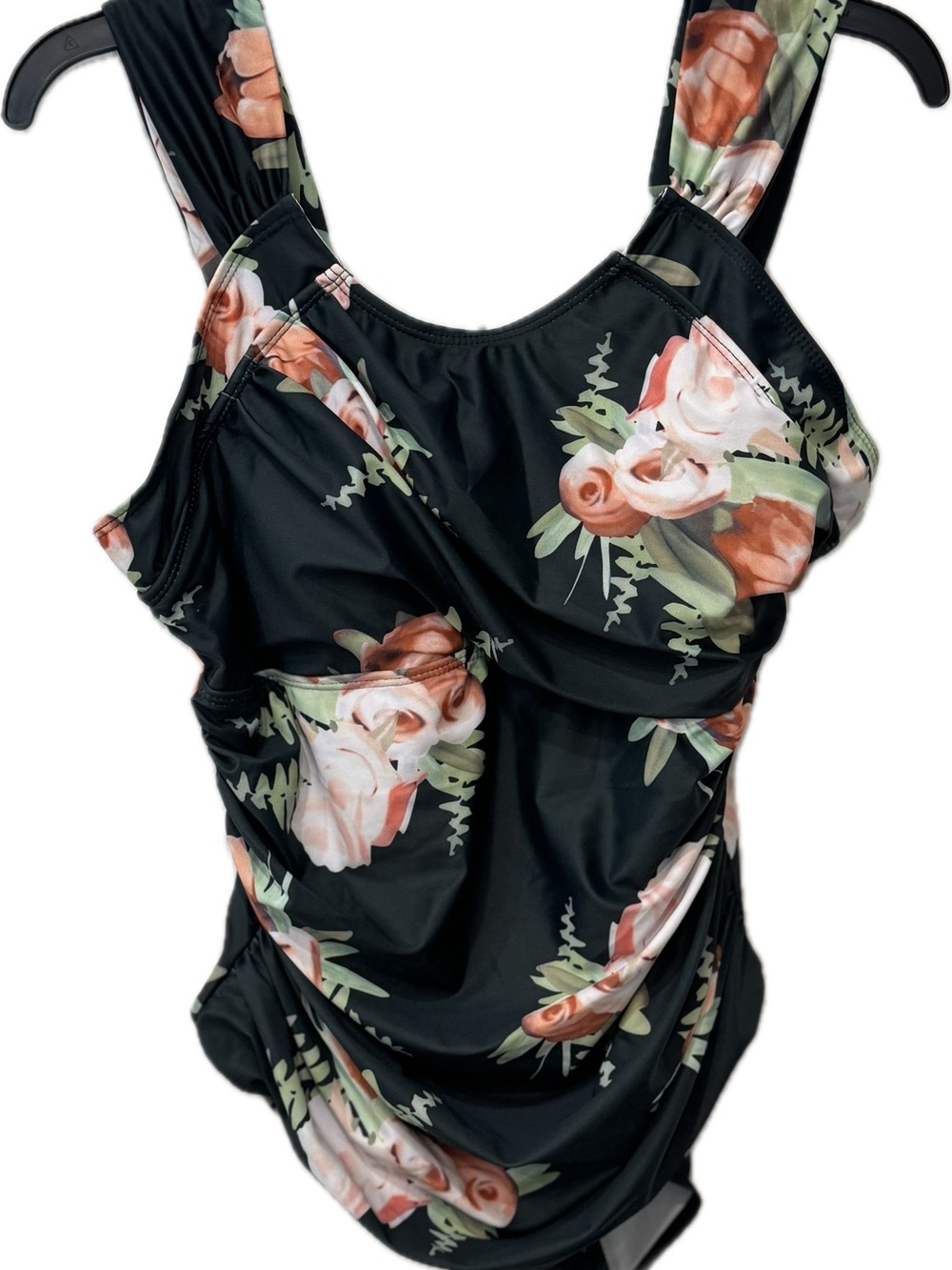 Black Floral One-Piece Swimsuit NWOT